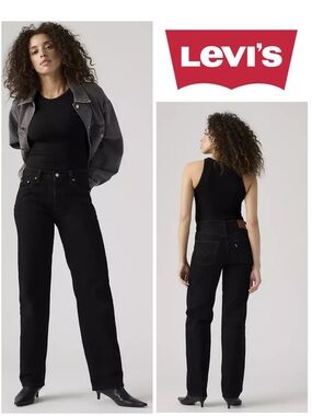 NWOT Levi's 501 90s Straight Leg Jeans in Rinse Blacktop (Black)